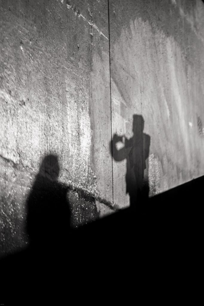 Sombras abstractas de dos personas sobre una pared, ilustrando la folie à deux o psicosis compartida