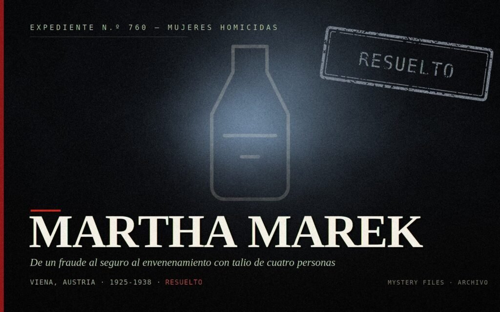 Portada del expediente Martha Marek, la envenenadora de Viena