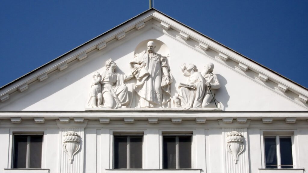 Fachada del Hospital de Lainz (Krankenhaus Lainz) en Viena, Austria