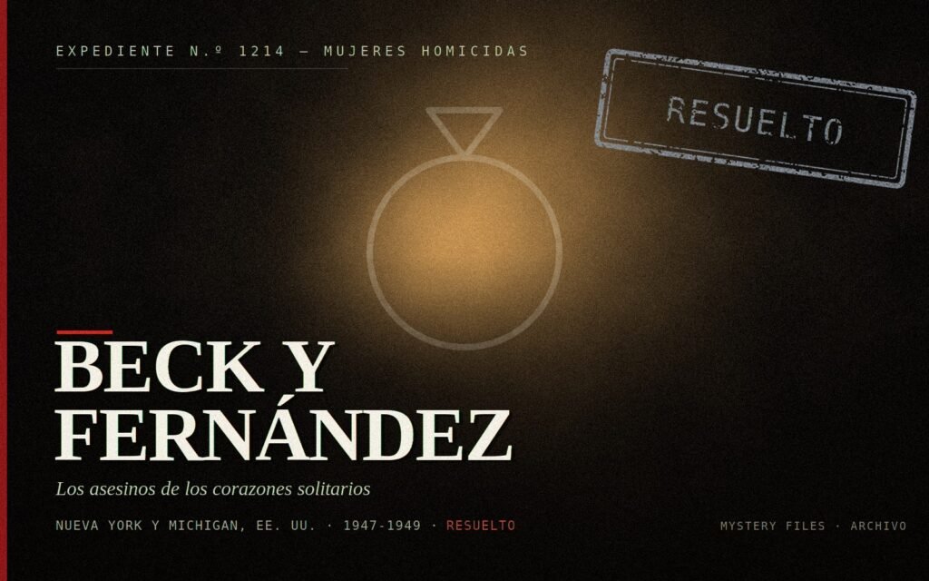 Portada del expediente de Martha Beck y Raymond Fernández, los asesinos de los corazones solitarios