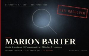 Portada del expediente de Marion Barter: maestra australiana desaparecida en 1997 tras cambiar legalmente su nombre