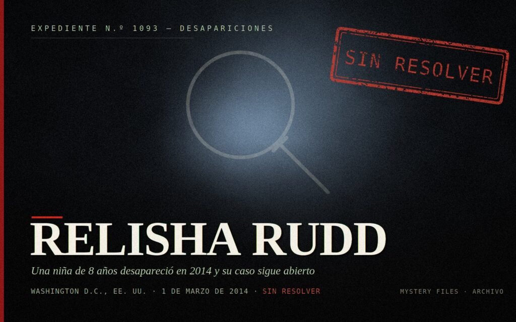 Portada del expediente de Relisha Rudd: niña de 8 años desaparecida en Washington D.C. en 2014