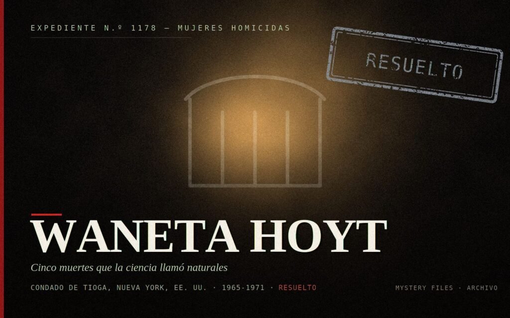 Portada del expediente de Waneta Hoyt: cinco muertes que la ciencia llamó naturales