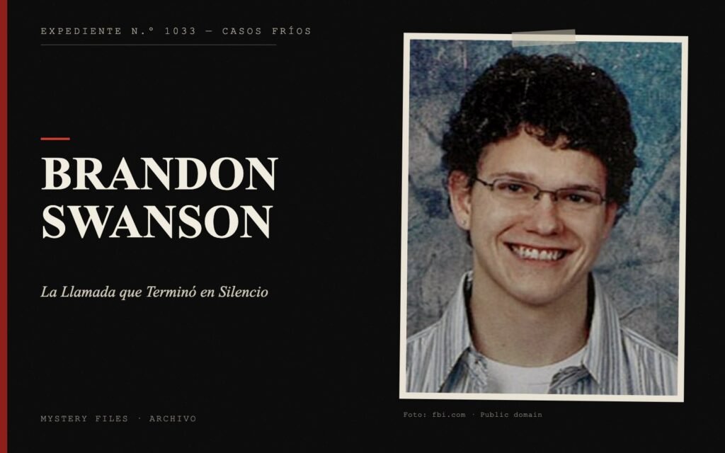 Portada del expediente de Brandon Swanson con fotografía real: la Llamada que Terminó en Silencio