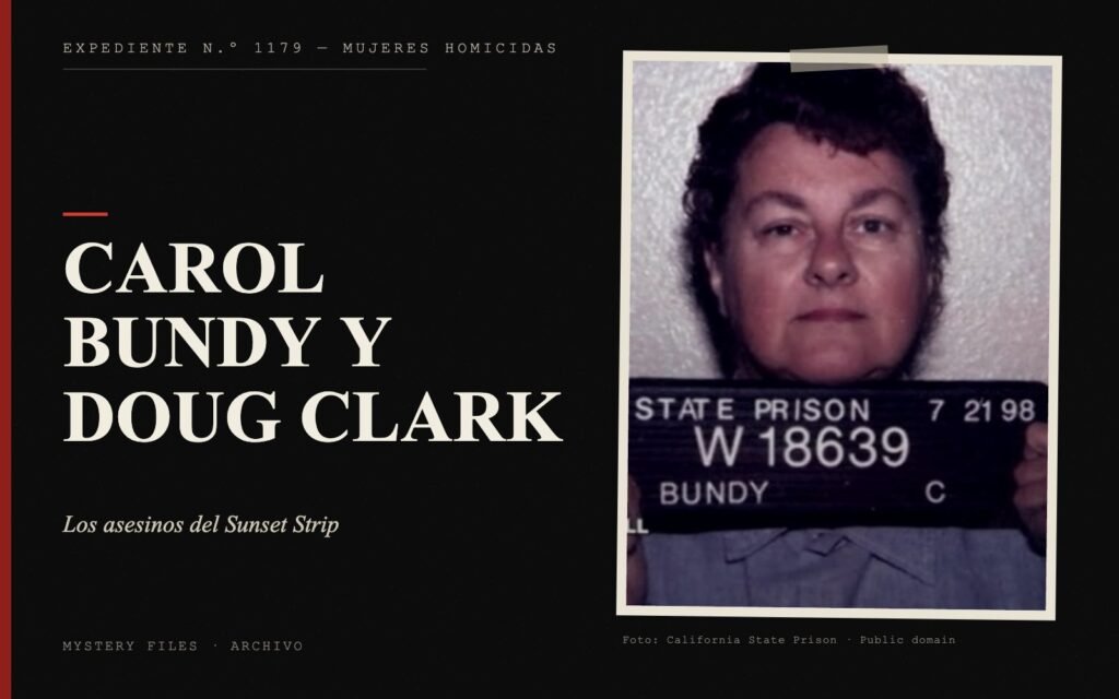 Portada del expediente de Carol Bundy y Doug Clark con fotografía: los asesinos del Sunset Strip