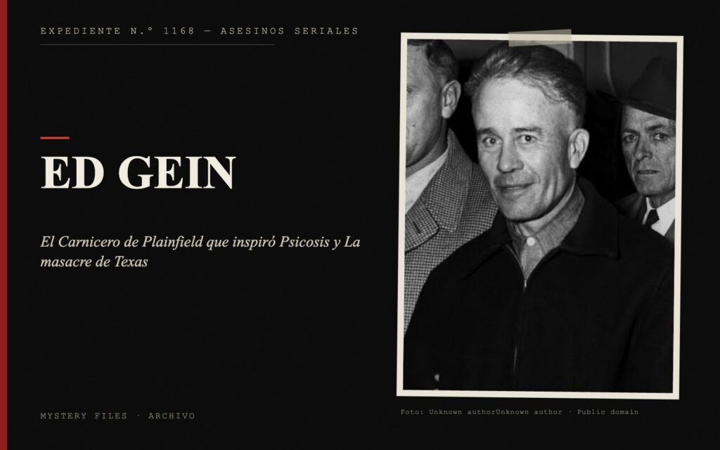 Portada del expediente de Ed Gein con fotografía: el Carnicero de Plainfield que inspiró Psicosis y La masacre de Texas