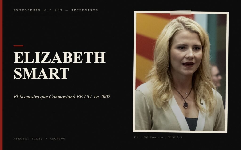 Portada del expediente de Elizabeth Smart con fotografía real: el Secuestro que Conmocionó EE.UU. en 2002