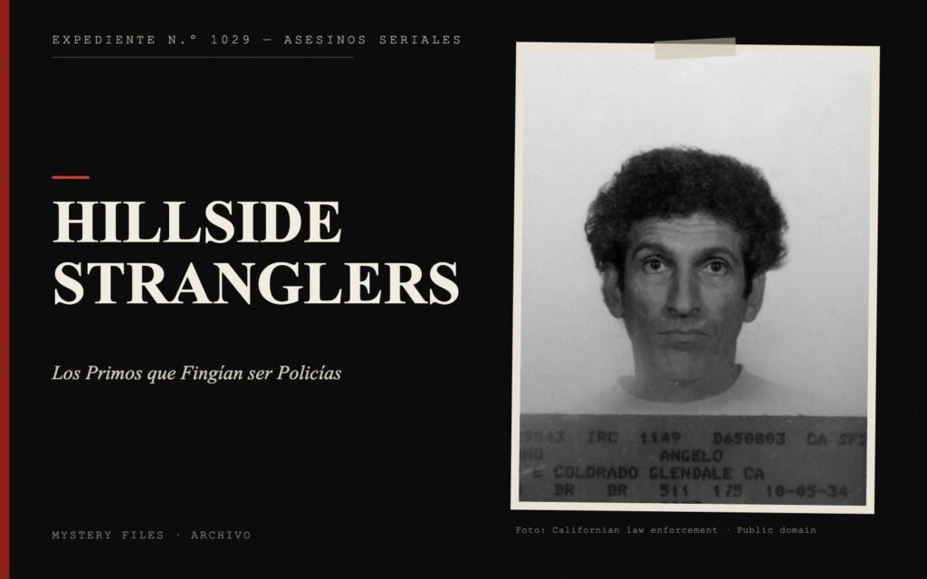 Portada del expediente de Hillside Stranglers con fotografía: los Primos que Fingían ser Policías