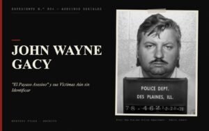 Portada del expediente de John Wayne Gacy con fotografía real: "El Payaso Asesino" y sus Víctimas Aún sin Identificar