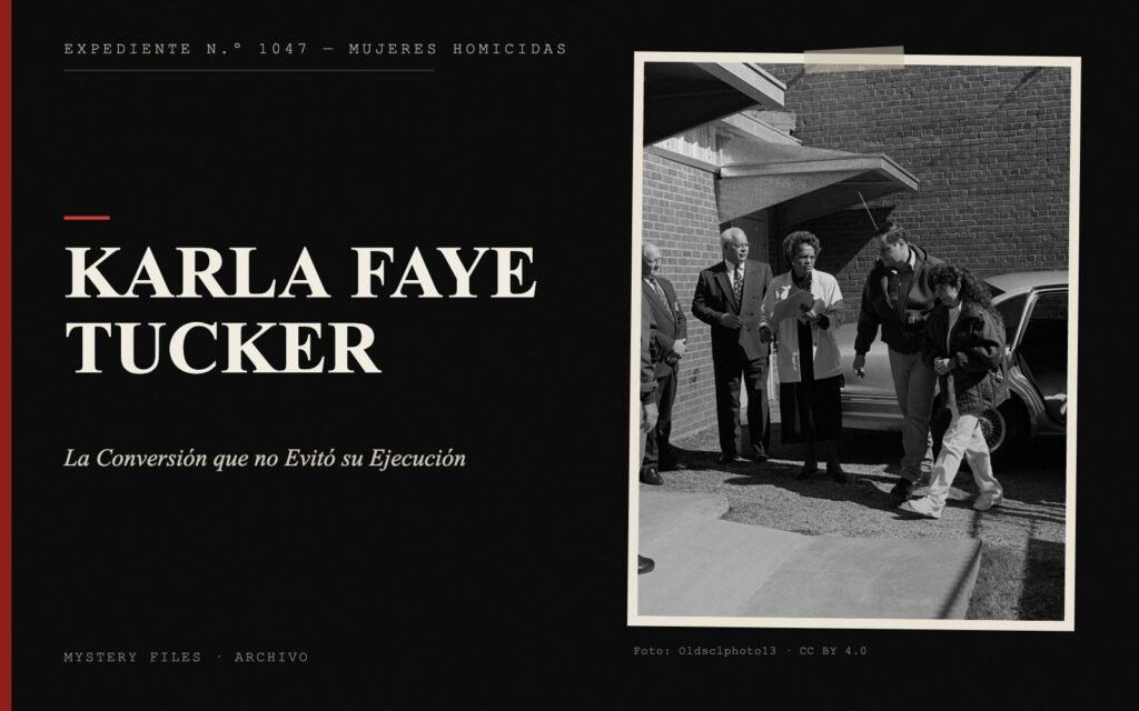 Portada del expediente de Karla Faye Tucker con fotografía real: la Conversión que no Evitó su Ejecución