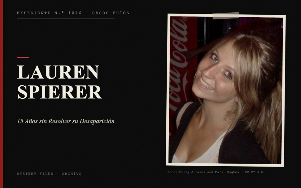 Portada del expediente de Lauren Spierer con fotografía real: 15 Años sin Resolver su Desaparición