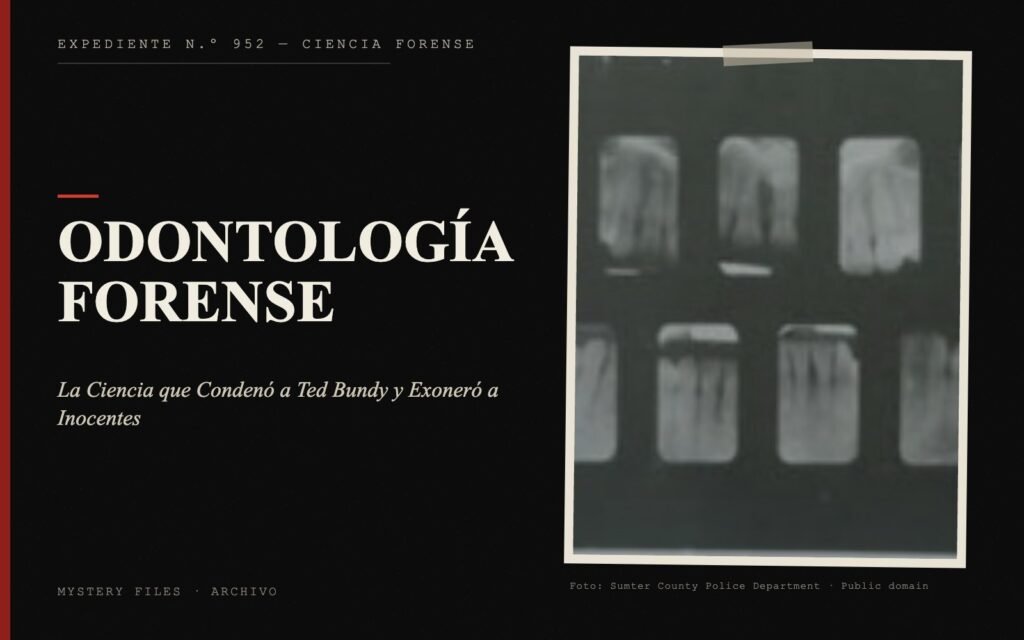 Portada del expediente de Odontología Forense con fotografía: la Ciencia que Condenó a Ted Bundy y Exoneró a Inocentes