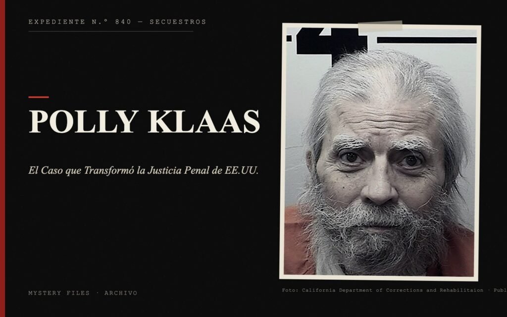 Portada del expediente de Polly Klaas con fotografía real: el Caso que Transformó la Justicia Penal de EE.UU.