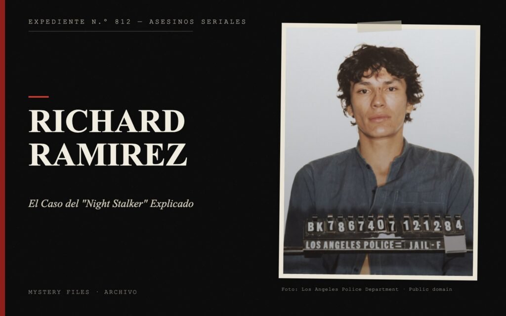 Portada del expediente de Richard Ramirez con fotografía real: el Caso del "Night Stalker" Explicado
