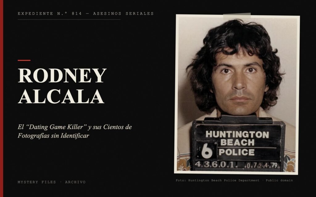 Portada del expediente de Rodney Alcala con fotografía real: el “Dating Game Killer” y sus Cientos de Fotografías sin Identificar