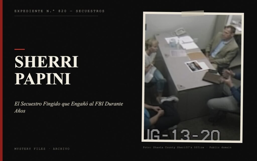 Portada del expediente de Sherri Papini con fotografía real: el Secuestro Fingido que Engañó al FBI Durante Años