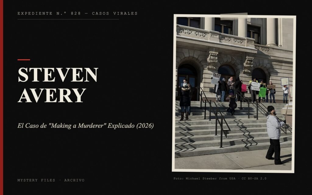 Portada del expediente de Steven Avery con fotografía real: El Caso de "Making a Murderer" Explicado (2026)